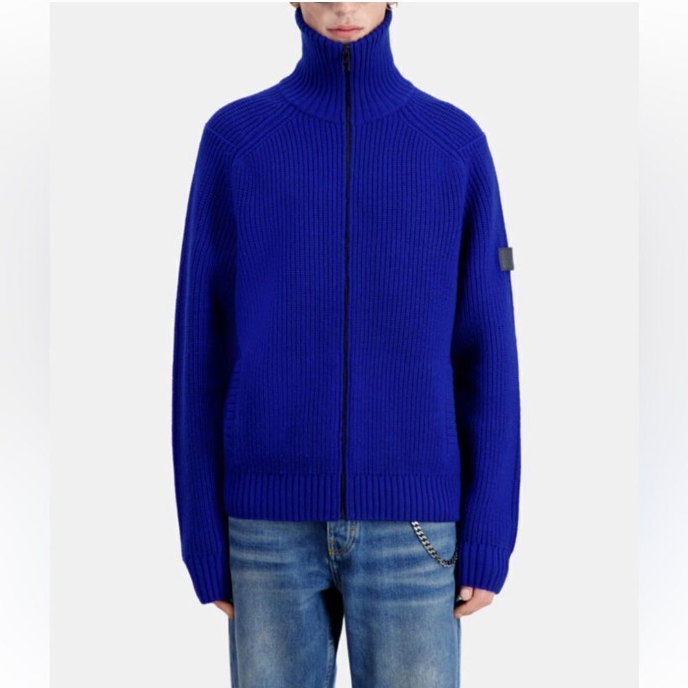 $445 The Kooples Blue Zipper cardigan NWT SMALL
